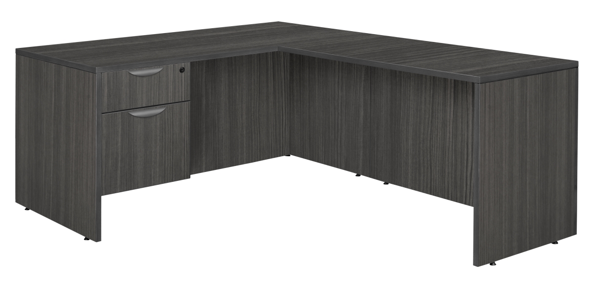 Legacy 66 in. Single Pedestal L-Desk with 47 in. Return, Ash Grey