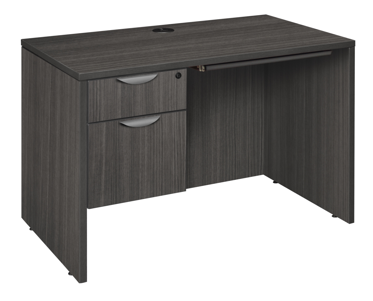 42 in. Legacy Single Pedestal Desk with Pencil Drawer, Ash Grey