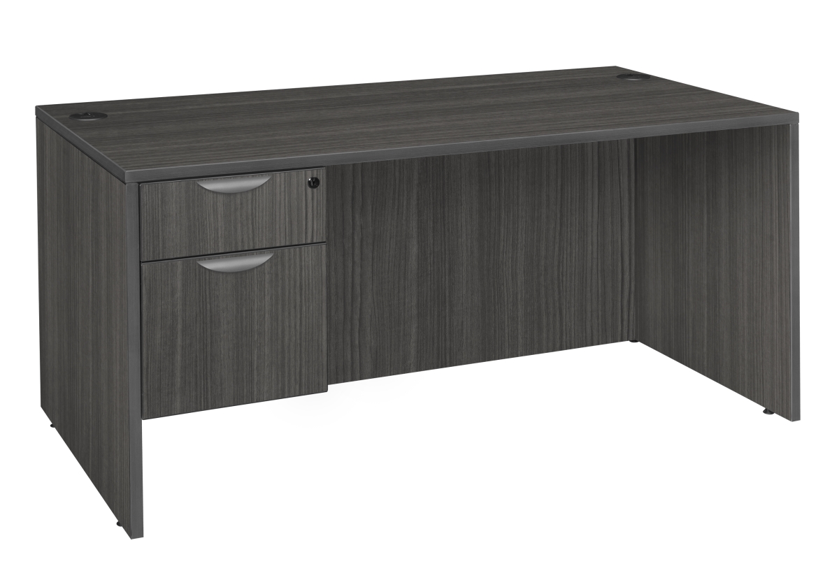Legacy Single Pedestal Desk - Ash Grey - 71 in. - Ergonomic Drawer Design