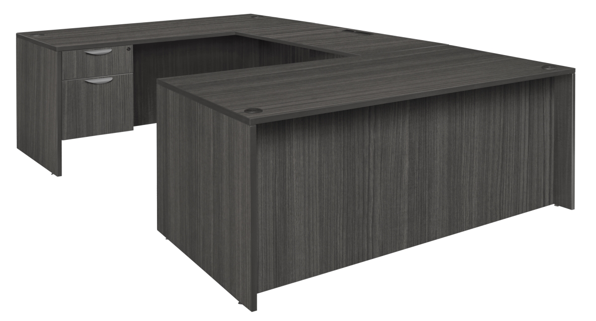 Legacy U-Desk - Ash Grey - 71 in. - Spacious Workstation with Locking Drawers