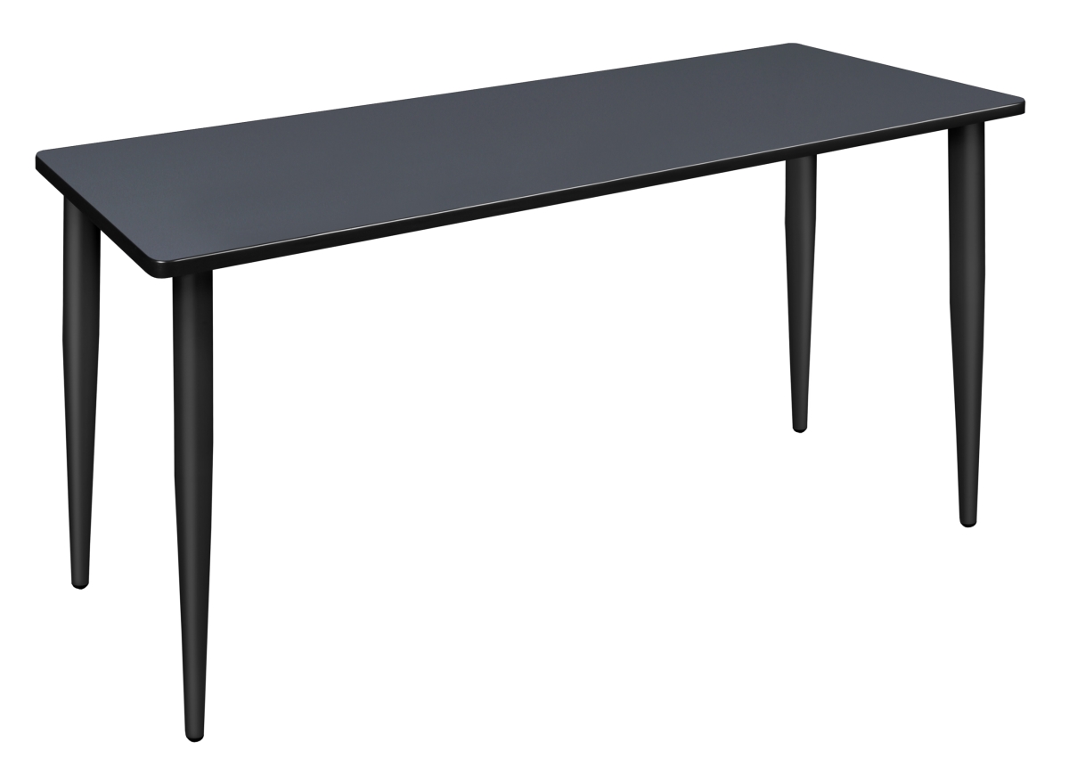 66 x 24 in. Kahlo Tapered Leg Table, Grey & Black