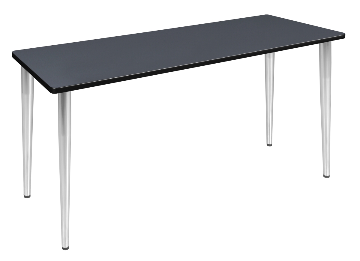 66 x 24 in. Kahlo Tapered Leg Table, Grey & Chrome
