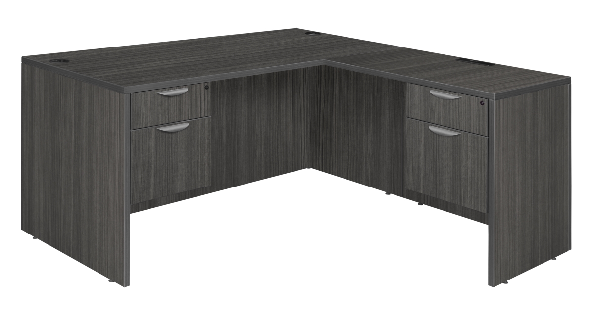 Legacy 60 in. Double Pedestal L-Desk with 35 in. Return, Ash Grey