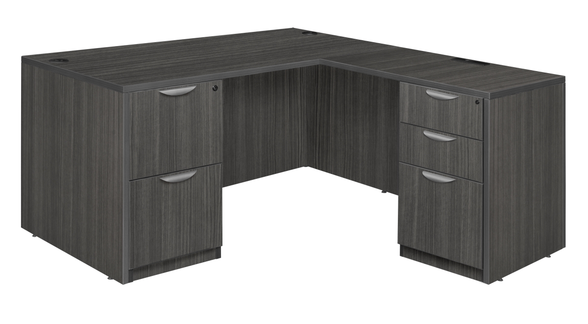 Picture of Regency LLDFP6630AG Legacy 66 in. Double Full Pedestal L-Desk with 35 in. Return, Ash Grey