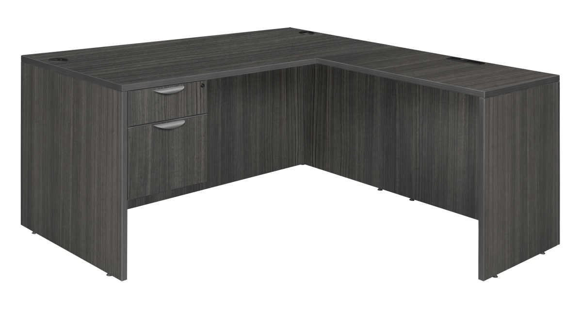 LLDSP7124AG Legacy 71 in. Single Pedestal L-Desk with 35 in. Return, Ash Grey