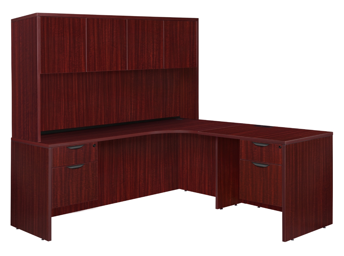 Picture of Regency LLDCR7124HMH Legacy 71 in. Double Pedestal Right Corner Credenza with 35 in. Return & Hutch&#44; Mahogany