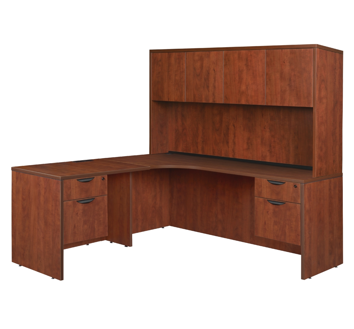Picture of Regency LLDCL7124HCH Legacy 71 in. Double Pedestal Left Corner Credenza with 35 in. Return & Hutch&#44; Cherry