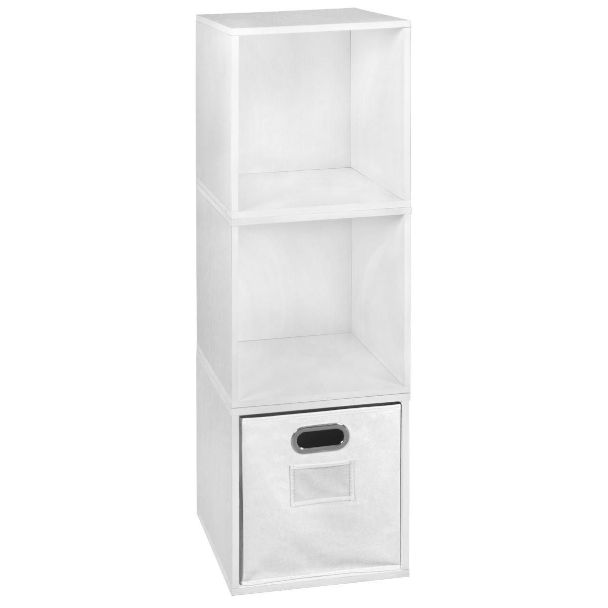 Picture of Niche PC3PKWH1TOTEWH Cubo Storage Set with 3 Cubes & 1 Canvas Bin&#44; White Wood Grain & White