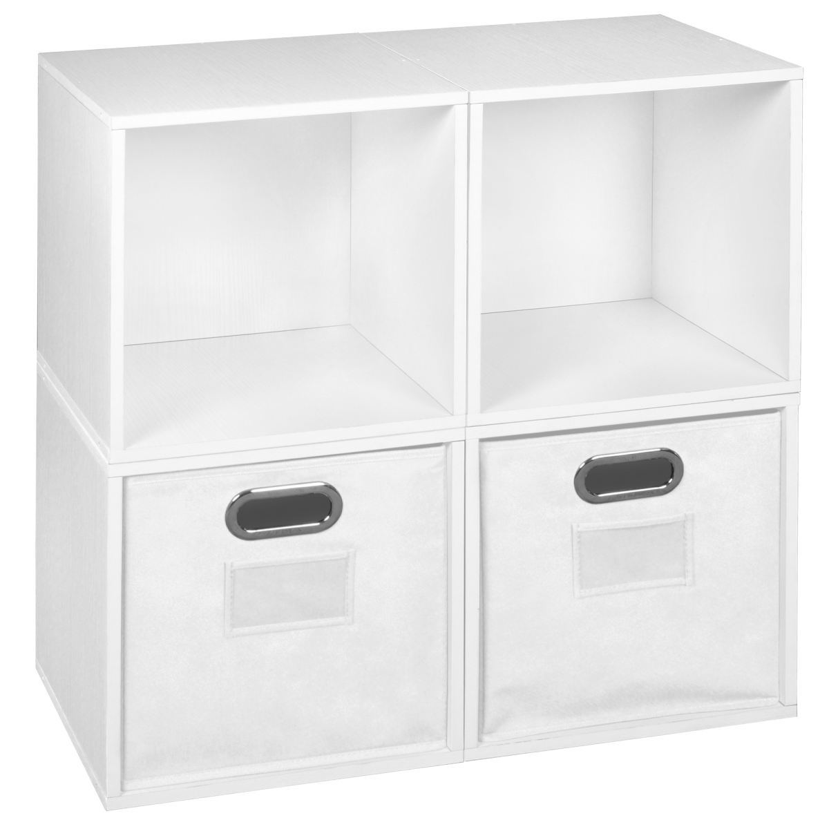 Picture of Niche PC4PKWH2TOTEWH Cubo Storage Set with 4 Cubes & 2 Canvas Bins&#44; White Wood Grain & White