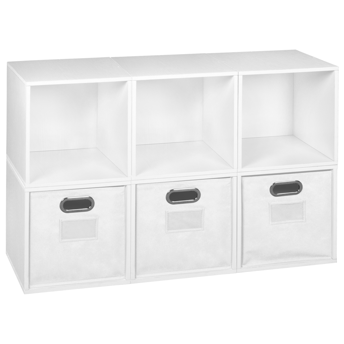 Picture of Niche PC6PKWH3TOTEWH Cubo Storage Set with 6 Cubes & 3 Canvas Bins&#44; White Wood Grain & White
