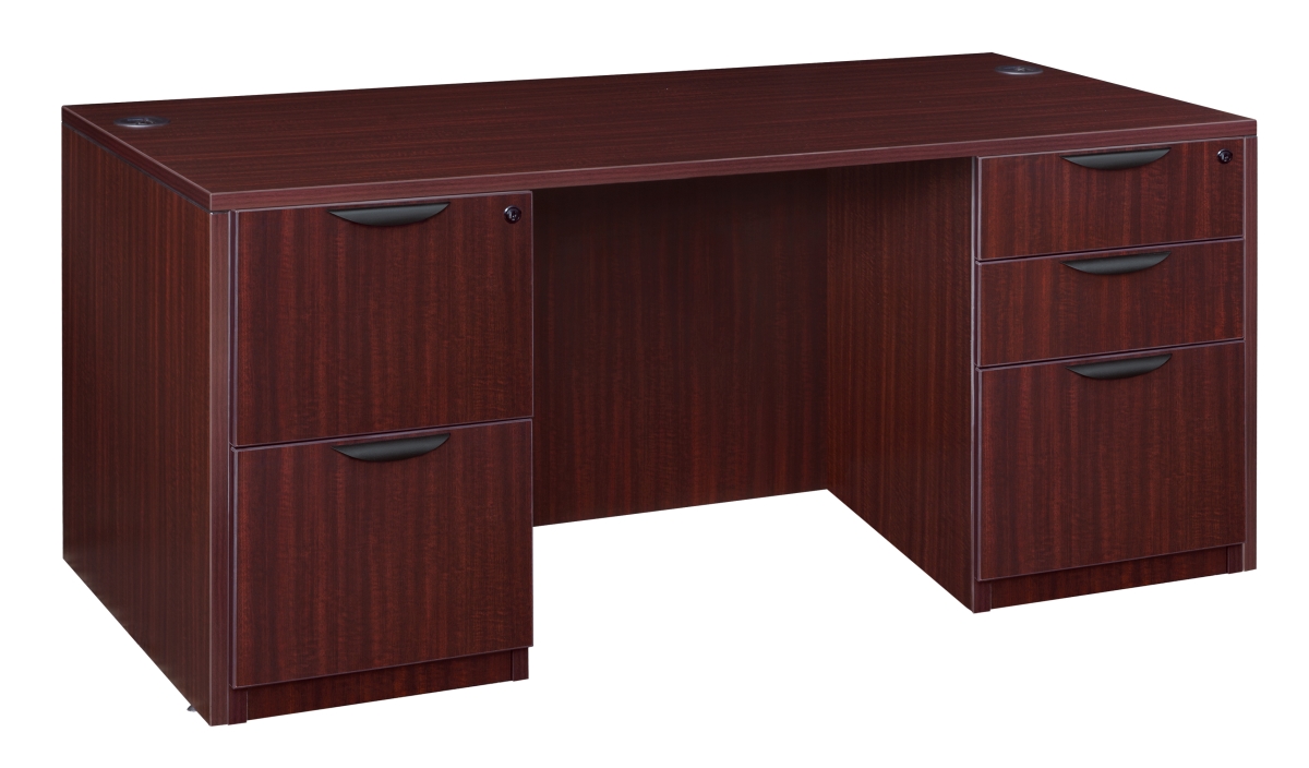 66 in. Legacy Double Full Pedestal Desk, Mahogany