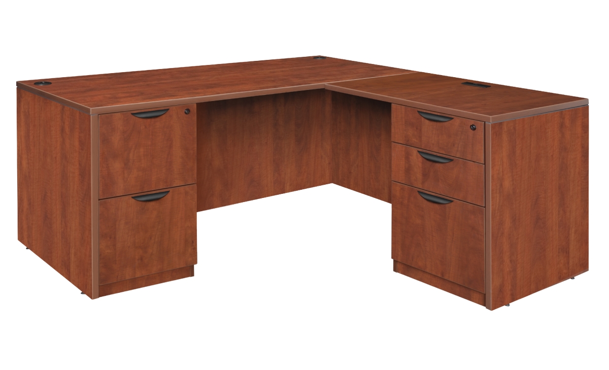 Picture of Regency LLDFP6030CH 60 in. Legacy Double Full Pedestal L-Desk with 35 in. Legacy Return&#44; Cherry