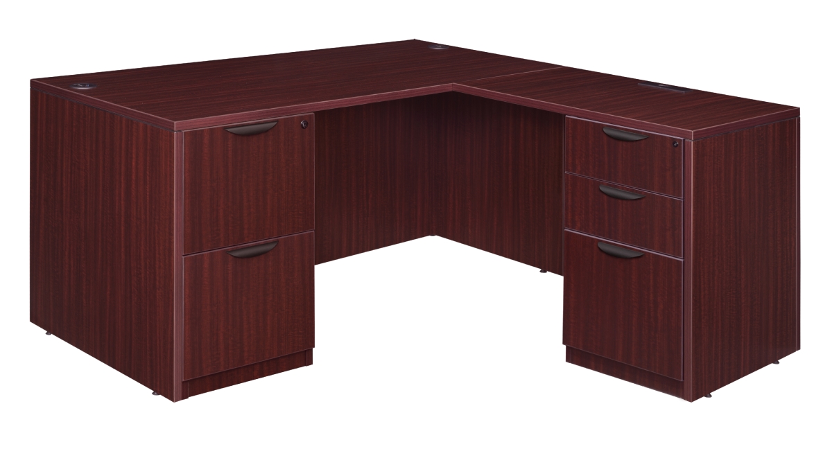 Picture of Regency LLDFP6630MH 66 in. Legacy Double Full Pedestal L-Desk with 35 in. Return, Mahogany