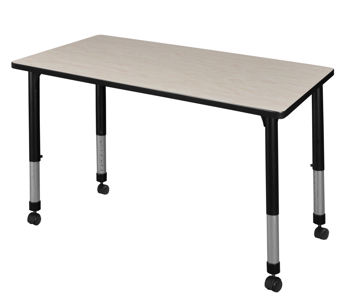 MT4824PLAPCBK Kee 48 x 24 in. Maple Height Adjustable Mobile Classroom Table