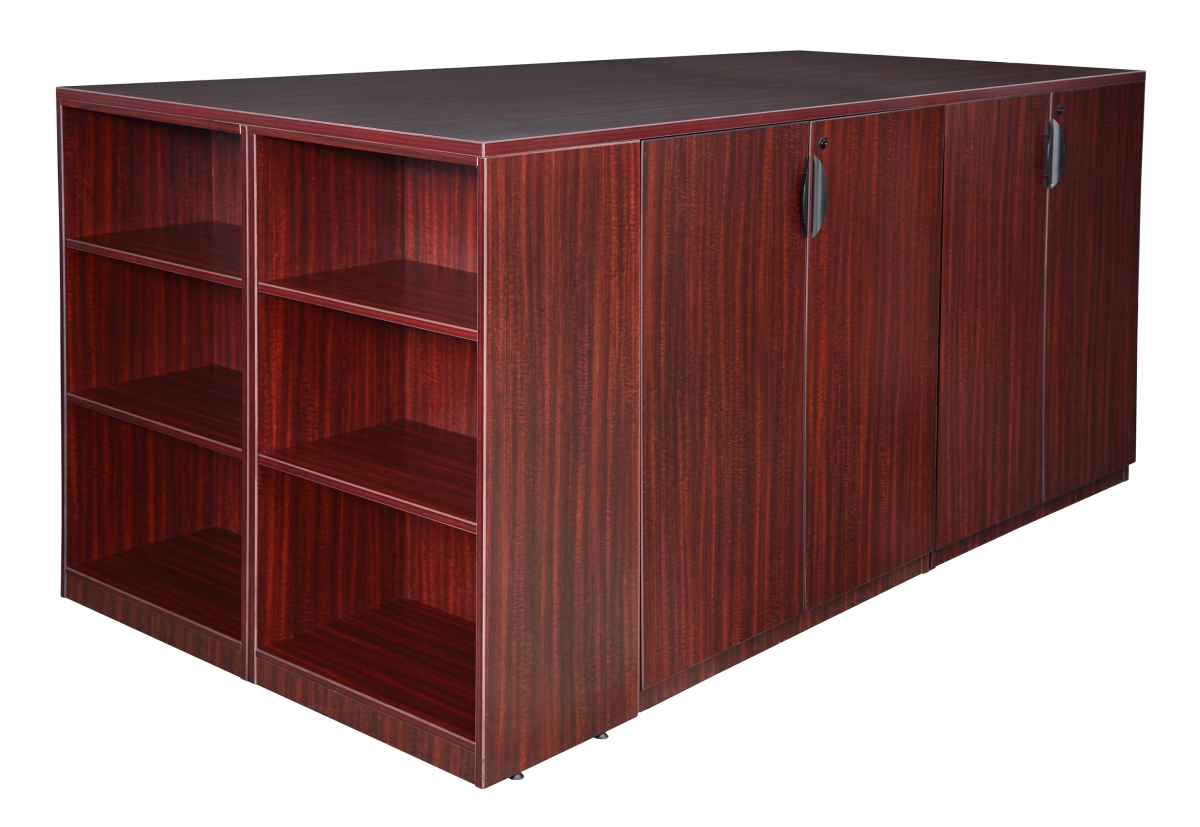 Legacy Stand Up Storage Cabinet Quad with Bookcase End, Mahogany