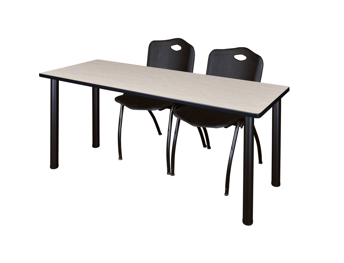 72 x 24 in. Kee Training Table & 2 M Stack Chairs, Maple & Black