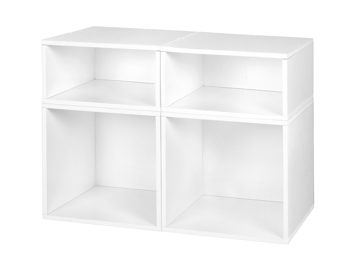 Picture of Niche PC2F2HWH Cubo Storage Set with 2 Full Cubes & 2 Half Cubes&#44; White Wood Grain