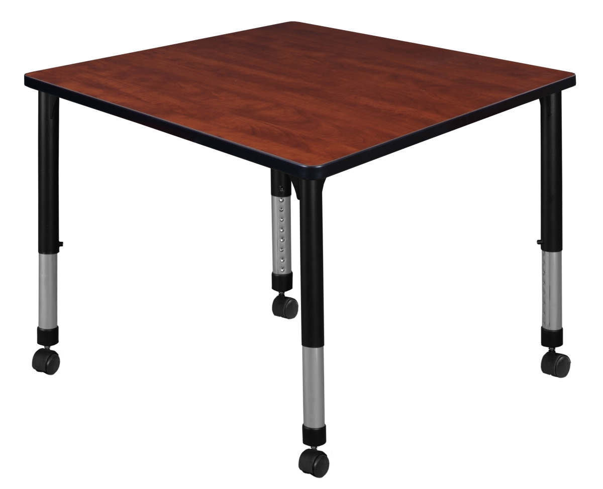TB3636CHAPCBK Kee 36 in. Square Height Adjustable Mobile Classroom Table - Cherry