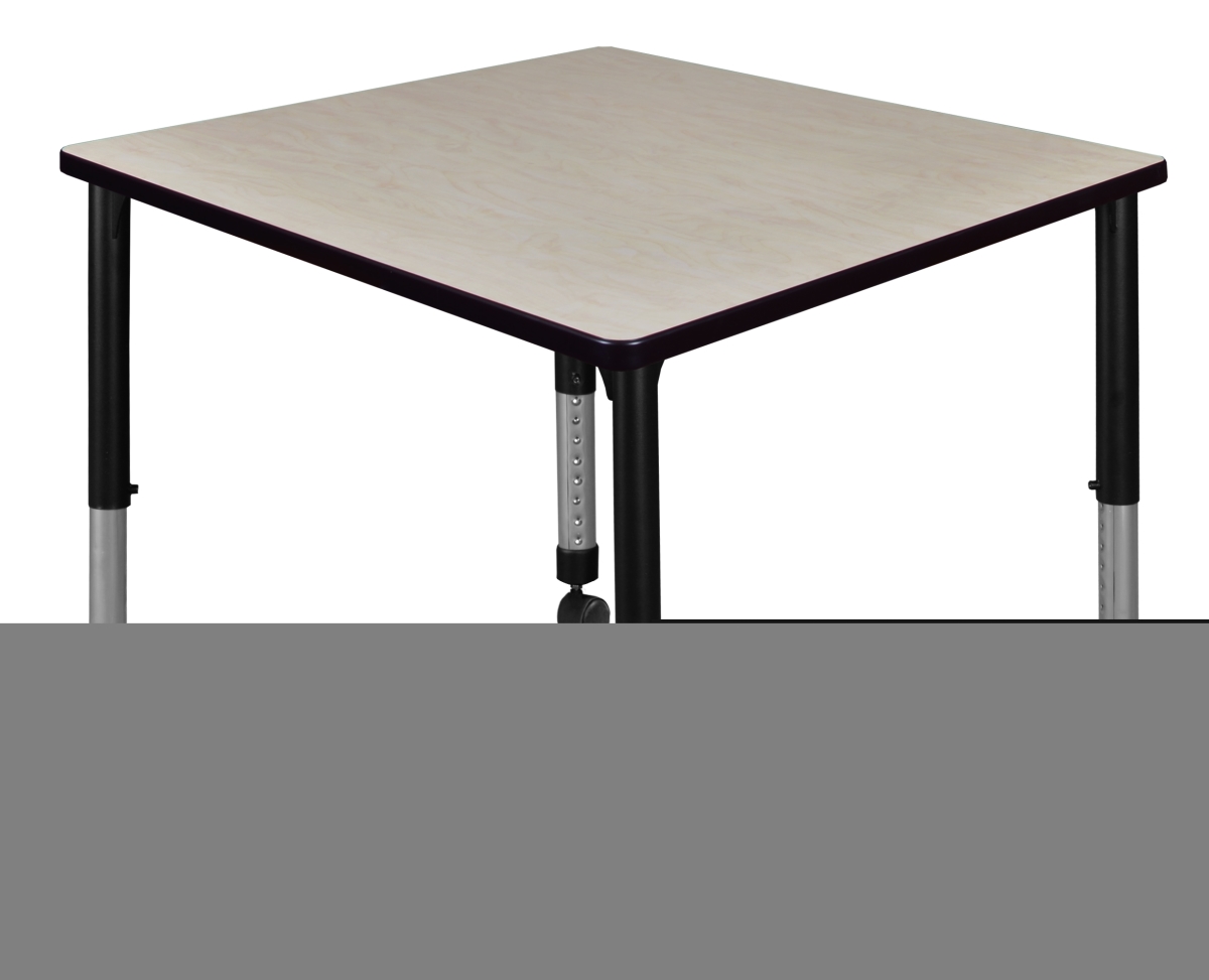 TB3636PLAPCBK Kee 36 in. Square Maple Height Adjustable Mobile Classroom Table