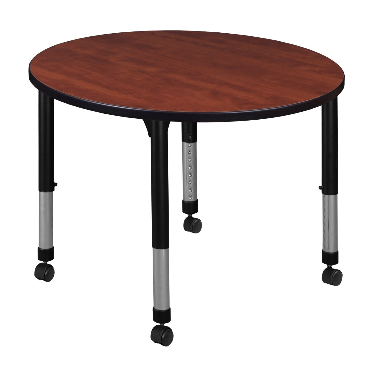 TB36RNDCHAPCBK Kee 36 in. Round Height Adjustable Mobile Classroom Table - Cherry