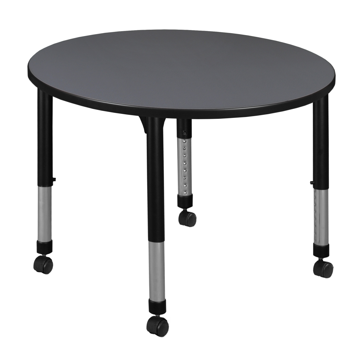 TB42RNDGYAPCBK Kee 42 in. Grey Round Height Adjustable Mobile Classroom Table