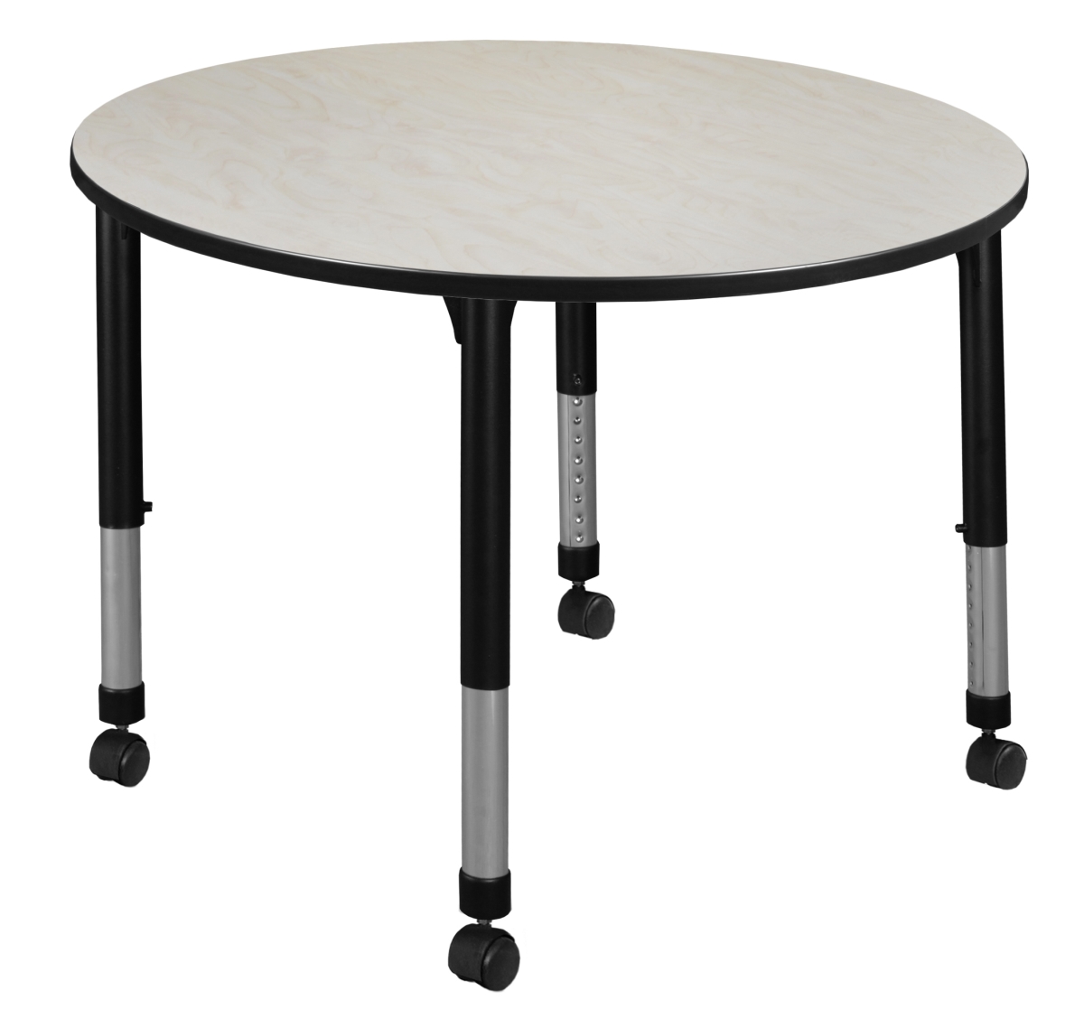 TB48RNDPLAPCBK 48 in. Kee Round Height Adjustable Mobile Classroom Table, Maple