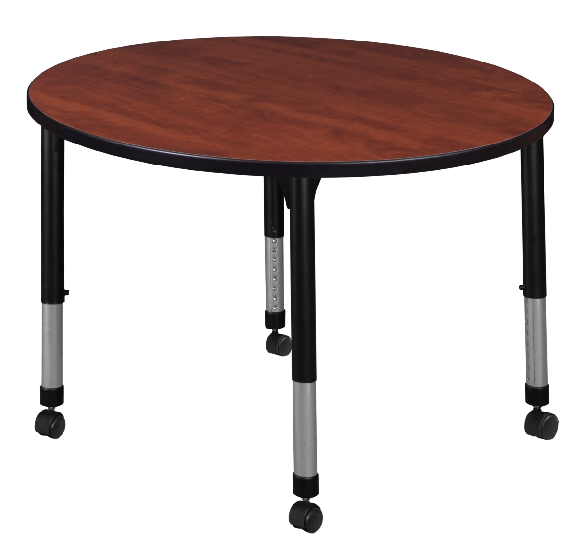 TB30RNDCHAPCBK Kee 30 in. Round Height Adjustable Mobile Classroom Table - Cherry