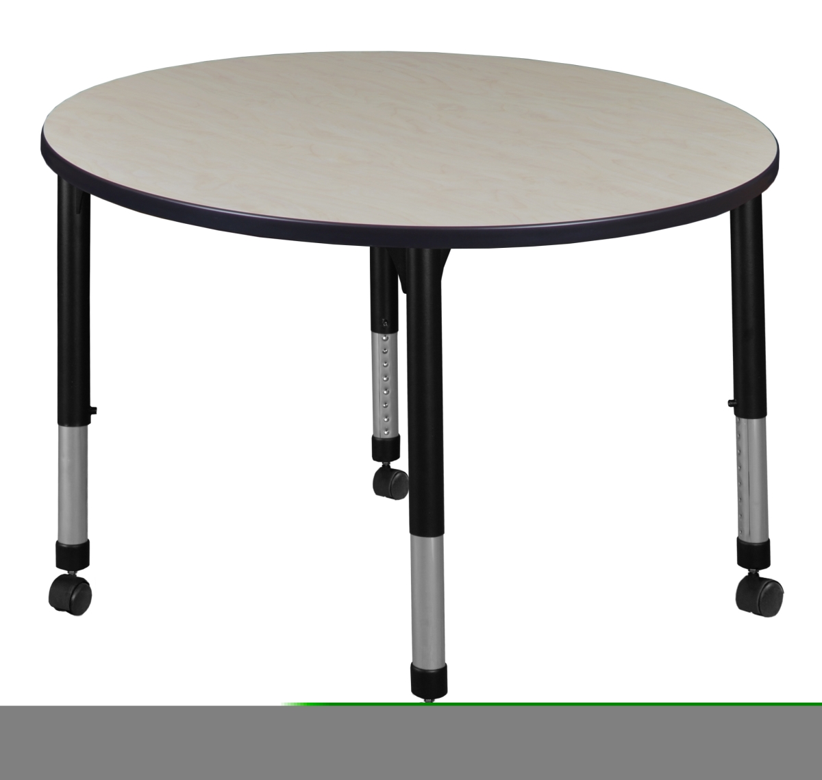 TB30RNDPLAPCBK Kee 30 in. Round Height Adjustable Mobile Classroom Table - Maple
