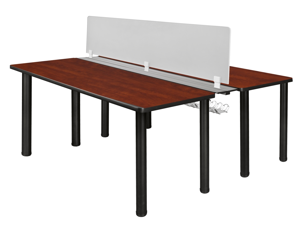 60 x 24 in. Kee Benching System with Privacy Divider, Cherry & Black