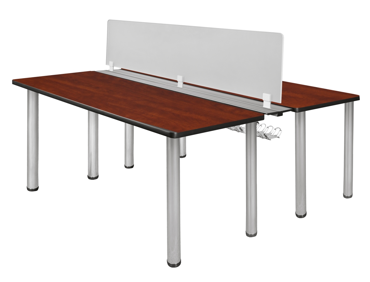 60 x 24 in. Kee Benching System with Privacy Divider, Cherry & Chrome