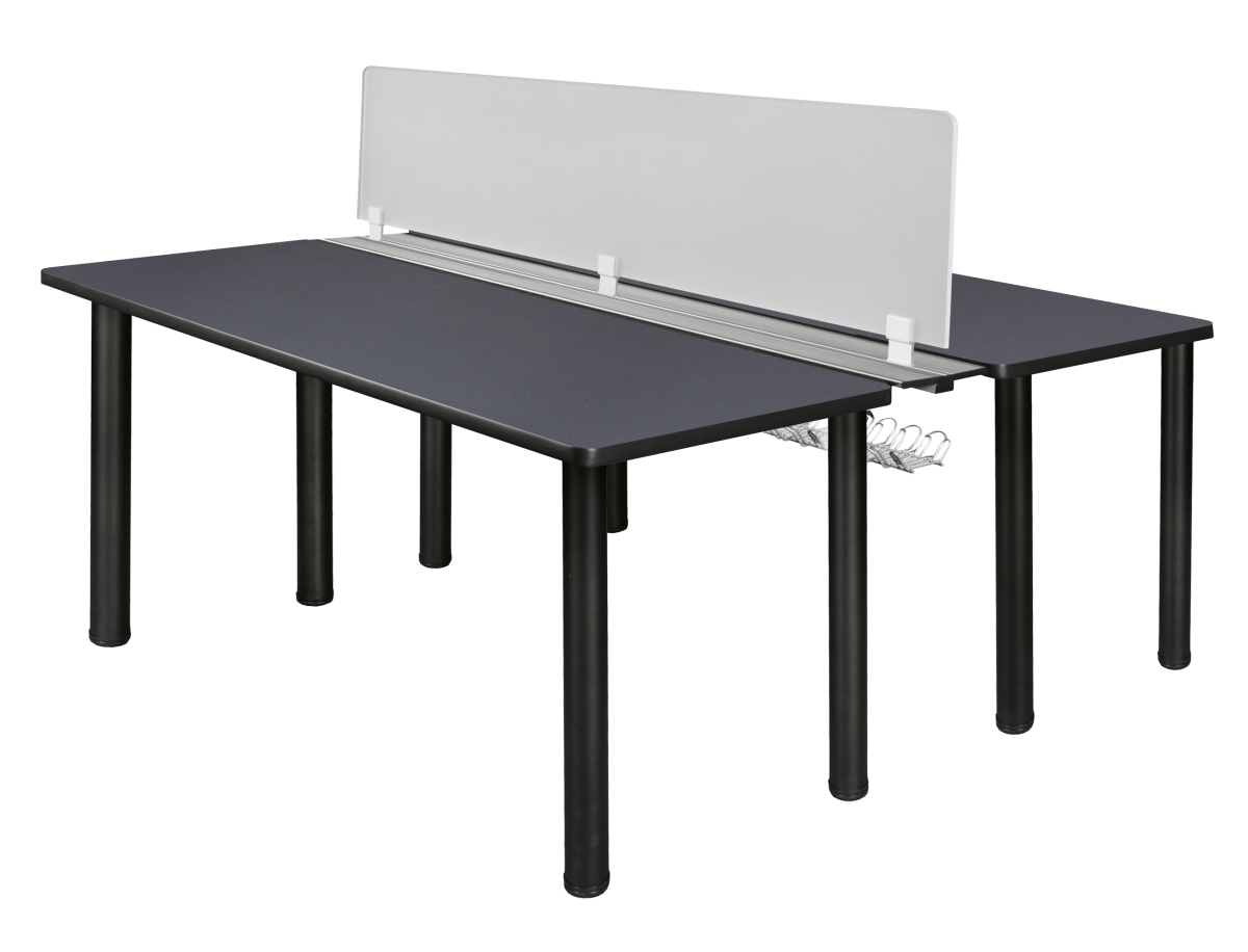 60 x 24 in. Kee Benching System with Privacy Divider, Grey & Black