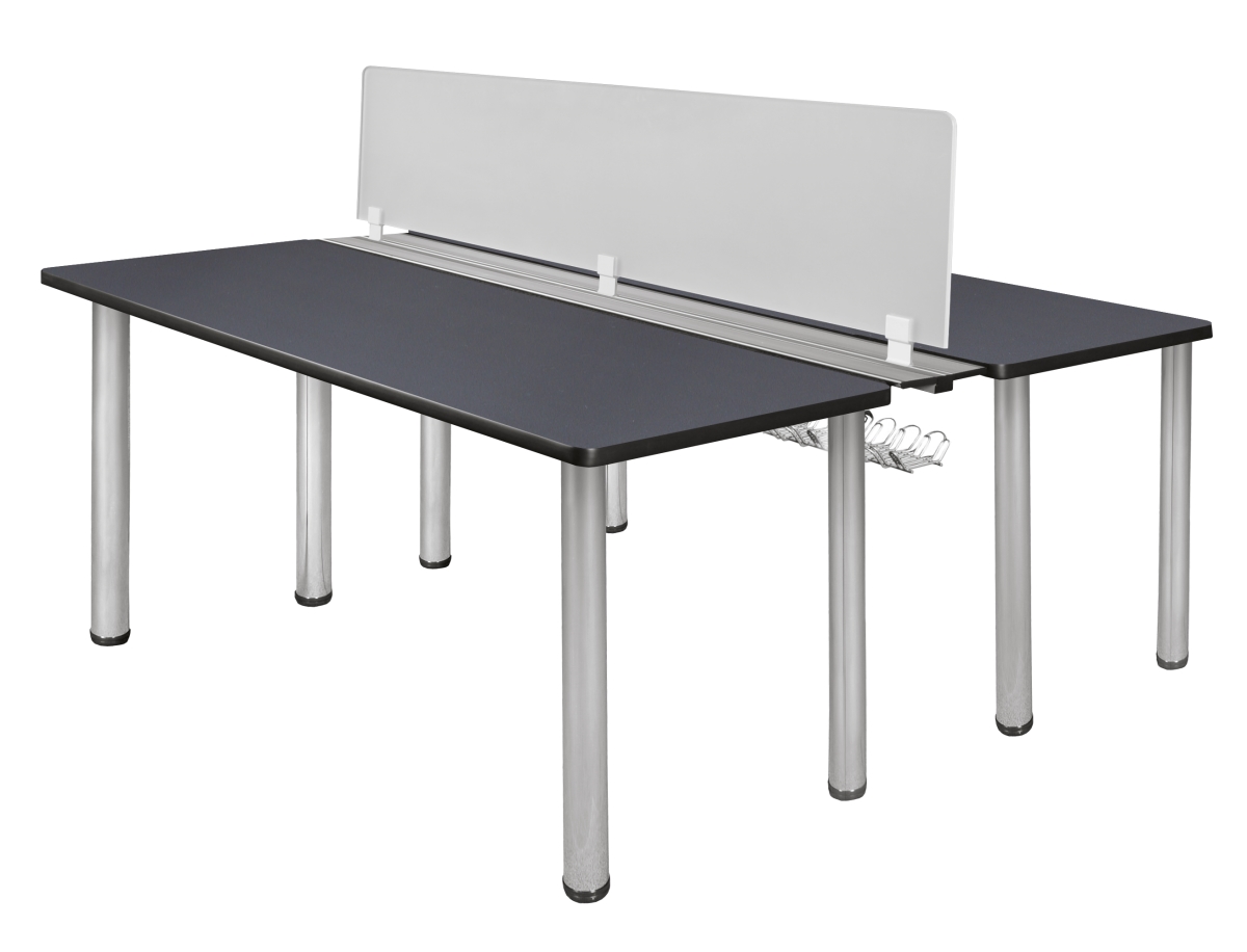 60 x 24 in. Kee Benching System with Privacy Divider, Grey & Chrome