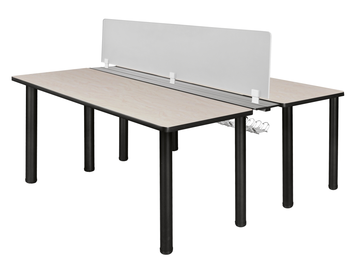 60 x 24 in. Kee Benching System with Privacy Divider, Maple & Black