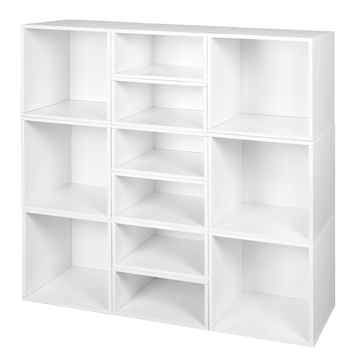 Picture of Niche PC6F6HWH Cubo Storage Set with 6 Full Cubes & 6 Half Cubes&#44; White Wood Grain