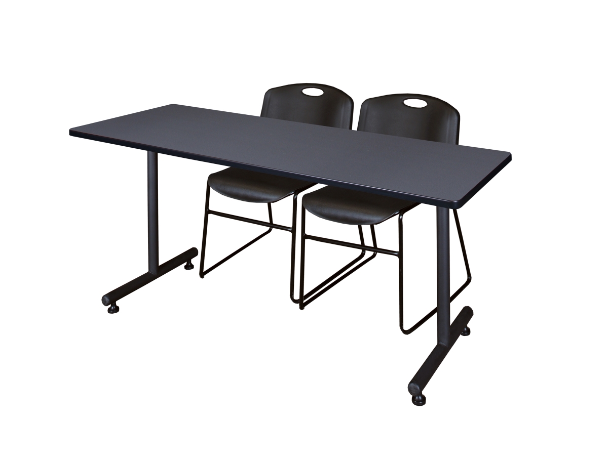 MKTRCT7230GY44BK 72 x 30 in. Kobe Training Table with Grey & Black 2 Zeng Stack Chairs -  Regency