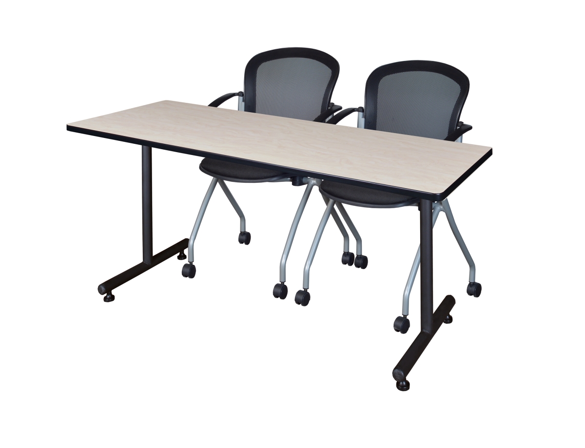 72 x 30 in. Kobe Training Table with Maple & 2 Cadence Nesting Chairs