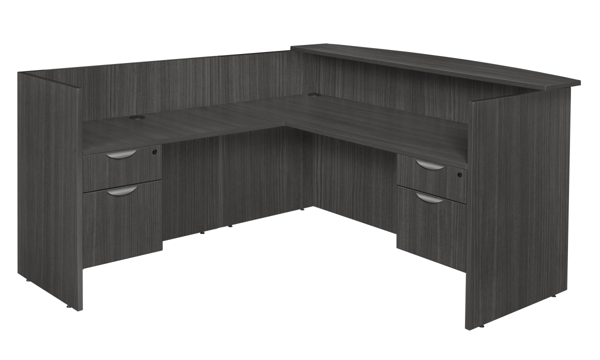 LRDRT2BFAG Legacy Double Box File Pedestal Reception Desk, Ash Grey