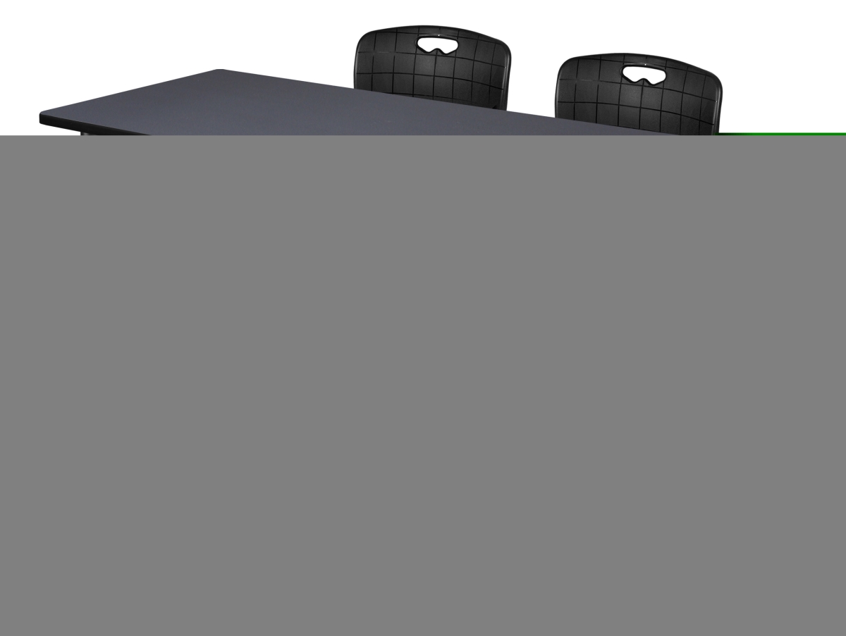 Kee 72 x 30 in. Grey Height Adjustable Mobile Classroom Table & 18 in. Black 2 Andy Stack Chairs