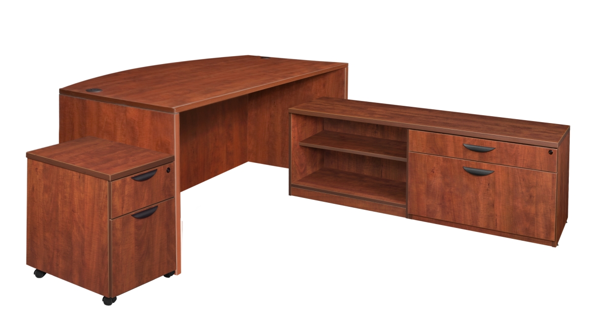 Picture of Regency LLDLCBFMP7135CH 71 in. Legacy Hi-Low Bow Front L-Desk with Single Mobile Pedestal - Cherry