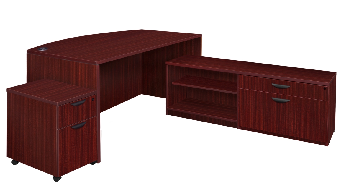 Picture of Regency LLDLCBFMP7135MH 71 in. Legacy Hi-Low Bow Front L-Desk with Single Mobile Pedestal&#44; Mahogany