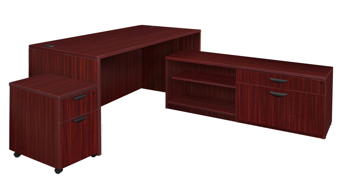 Picture of Regency LLDLCMP7135MH 71 in. Legacy Hi-Low L-Desk with Single Mobile Pedestal&#44; Mahogany