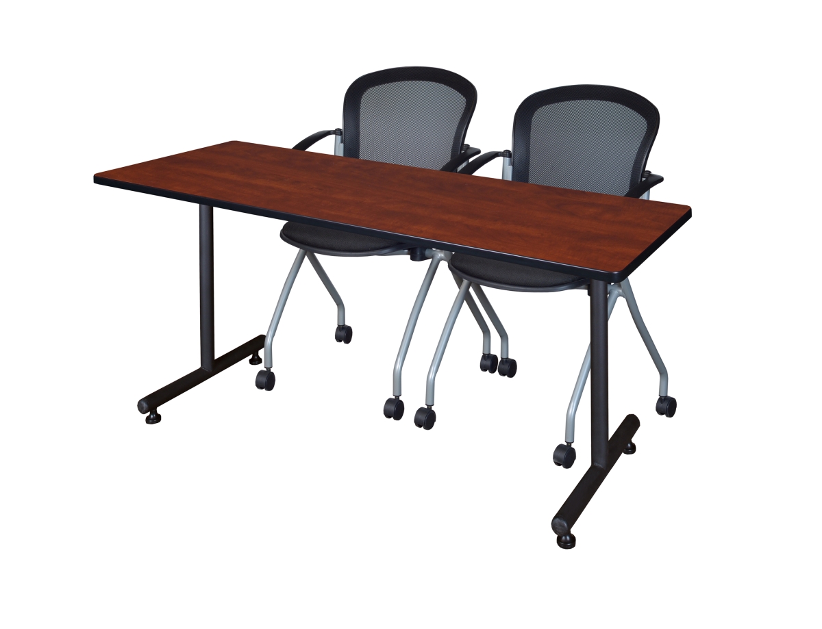 60 x 24 in. Kobe Training Table with Cherry & 2 Cadence Nesting Chairs