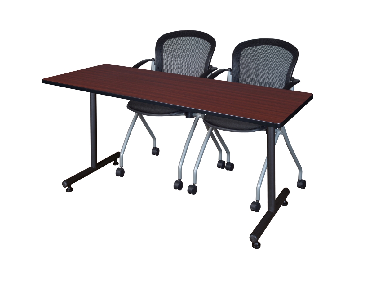 66 x 24 in. Kobe Training Table with Mahogany & 2 Cadence Nesting Chairs