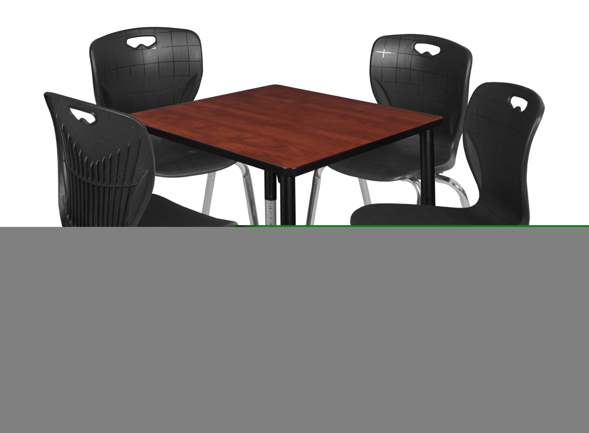 TB3030CHAPCBK40BK Kee 30 in. Cherry Square Height Adjustable Mobile Classroom Table & 18 in. Black 4 Andy Stack Chairs