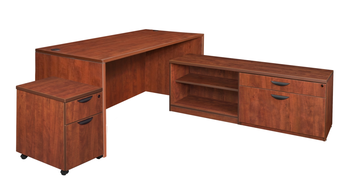Picture of Regency LLDLCMP6630CH 66 in. Legacy Hi-Low L-Desk with Single Mobile Pedestal - Cherry