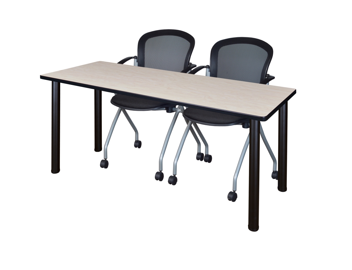 72 x 24 in. Kee Training Table & 2 Cadence Nesting Chairs, Maple & Black