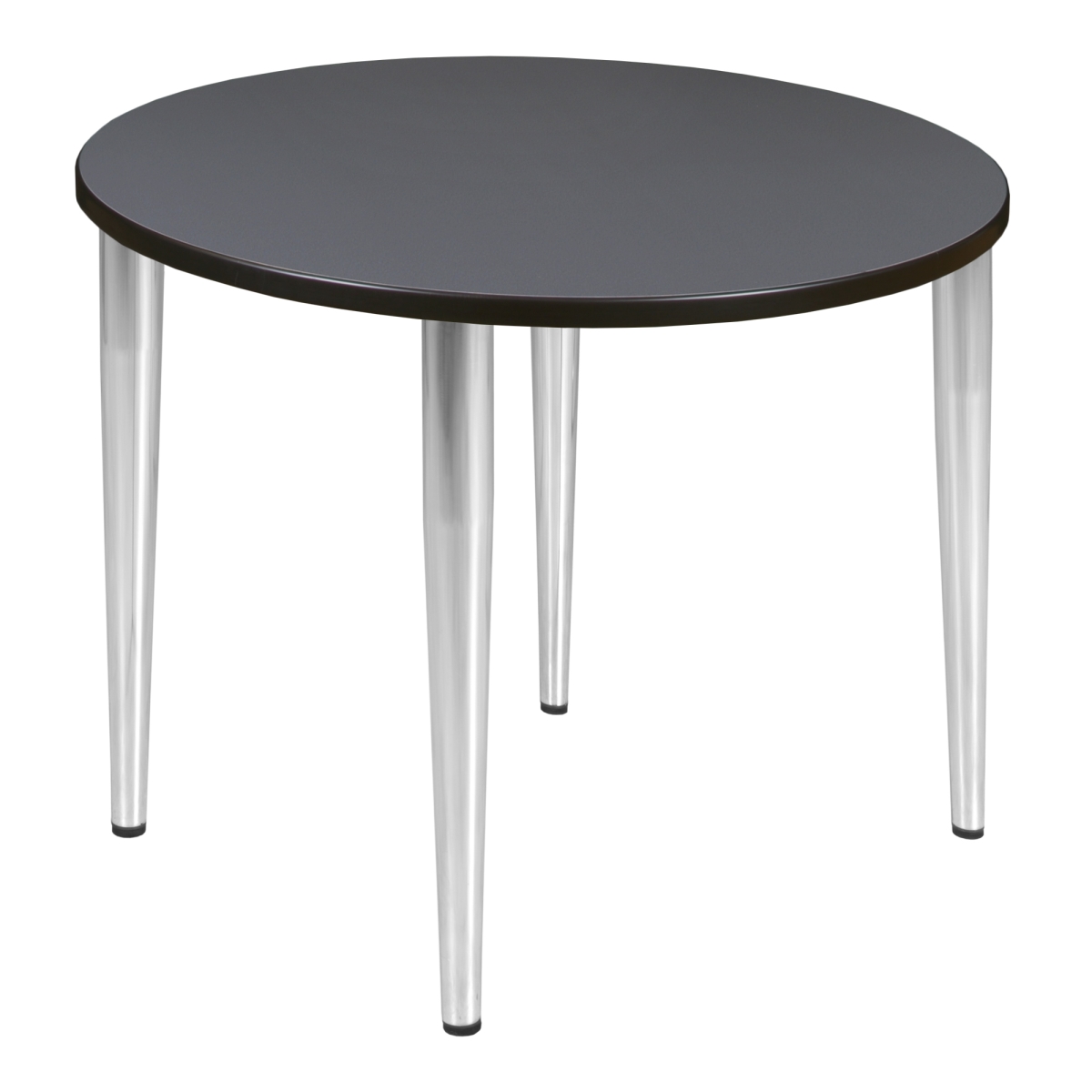 36 in. Kahlo Round Tapered Leg Table, Grey & Chrome