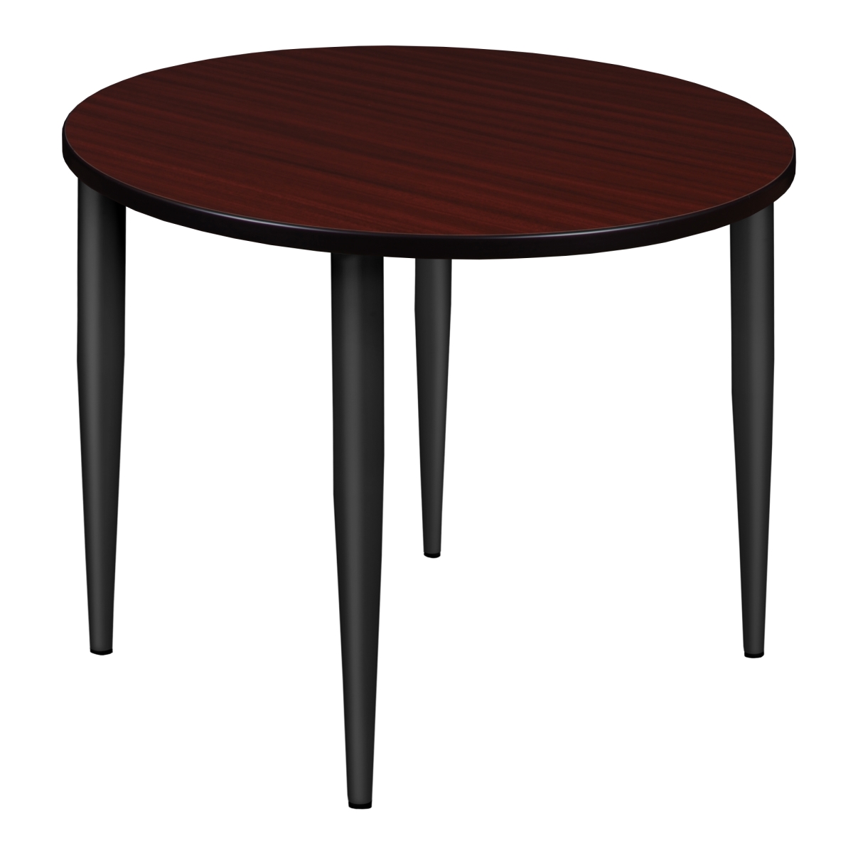 36 in. Kahlo Round Tapered Leg Table, Mahogany & Black