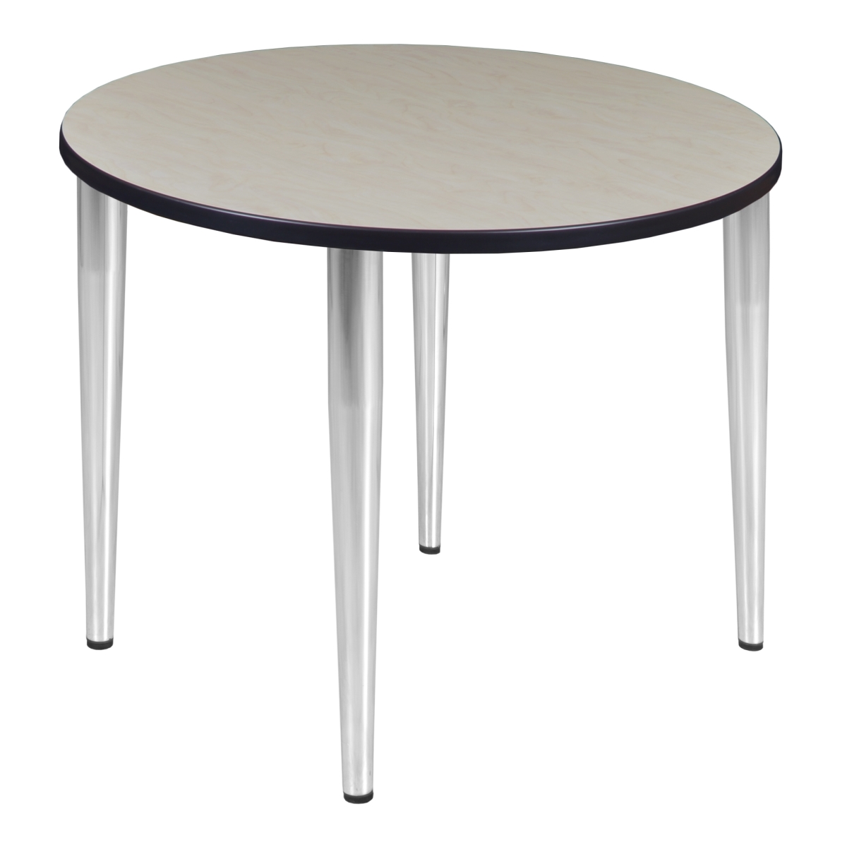 36 in. Kahlo Round Tapered Leg Table, Maple & Chrome