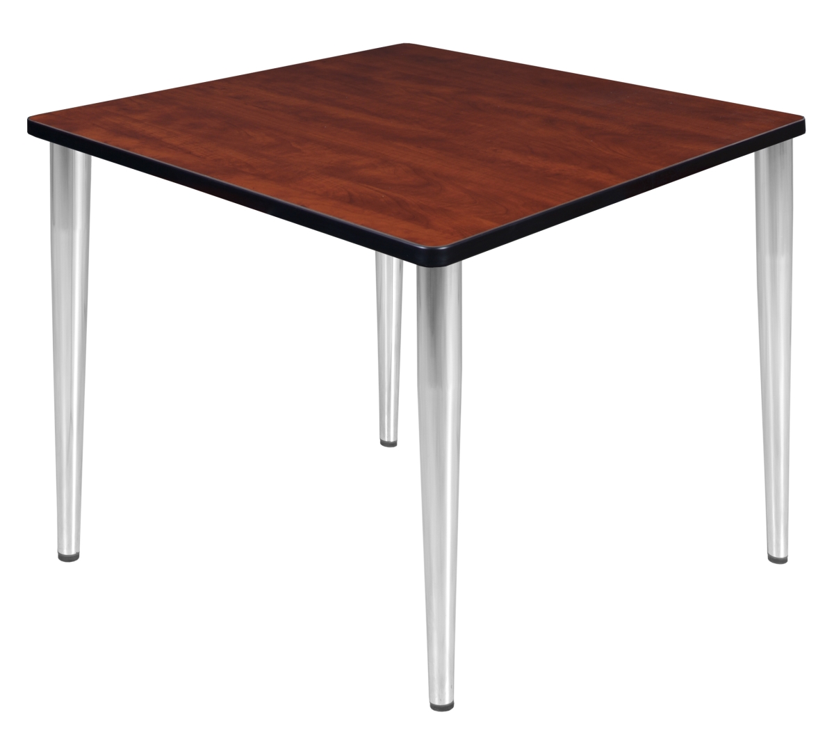 42 in. Kahlo Square Tapered Leg Table, Cherry & Chrome